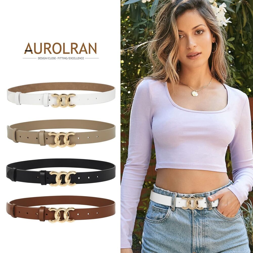 6383 Women's Leather Belt With Buckle - Ideal For Dresses, Jeans, And Coats - Picture 5 of 6